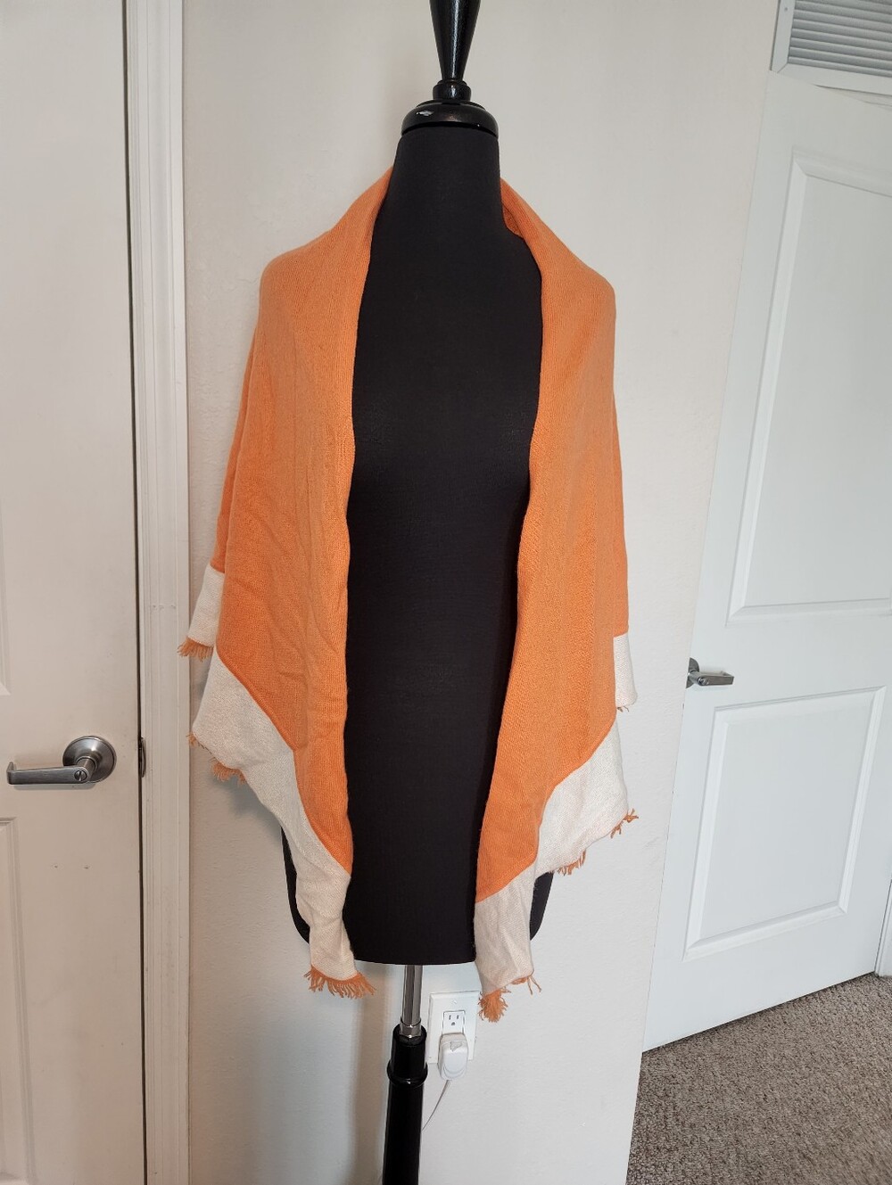 J. McLaughlin Orange Knit Scarf with Blue Label - Picture 2 of 7